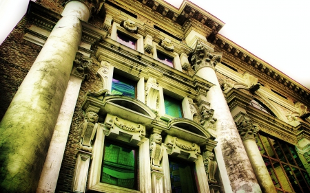 Old Building - architecture, building, pilers, windows