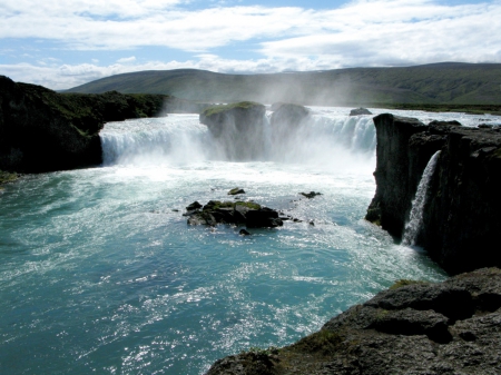 waterfall - water, mountain, waterfall, cliff