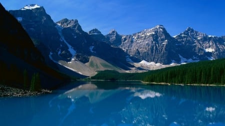 Mountains and Lake - lakes, nature, mountains, trees