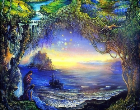 â˜…Three Wishesâ˜… - people, fantasy, creative pre-made, oceans, pretty, paintings, attractions in dreams, boats, waterfalls, lovely, heaven, love four seasons, wishes, weird things people wear, beautiful, enchanted, colors