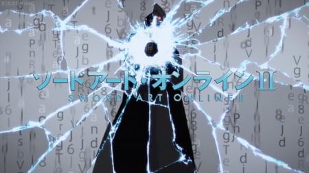 Sword Art Online II - glass, glasses, gun gale online, death gun, ggo, sao, black, logo, texts, symbol, anime, break, hole, messages, sword art online, words