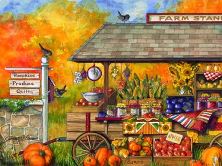 â˜…Farm Standâ˜… - sunflowers, autumn, freshness, creative pre-made, foods, paintings, pumpkind, birds, attractions in dreams, fruits, lovely, love four seasons, fall seasons, beautiful, colors, flowers, farms