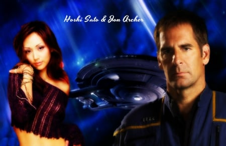 Hoshi Sato & Jon Archer - space, hoshi, captain archer, Star Trek enterprise