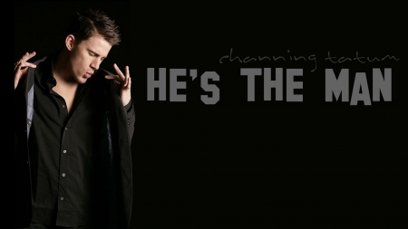 Channing Tatum - black, actor, Channing Tatum, word, man