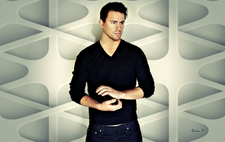 Channing Tatum - white, black, by cehenot, actor, channing tatum, man