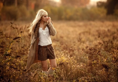 Autumn Time - Colours, Girl, Autumn, Leaves