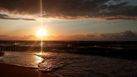 Sunset - sea - sky, sunset, sea, clouds