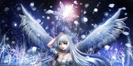 Yuki the Snow Angel - wings, art, angel, snow