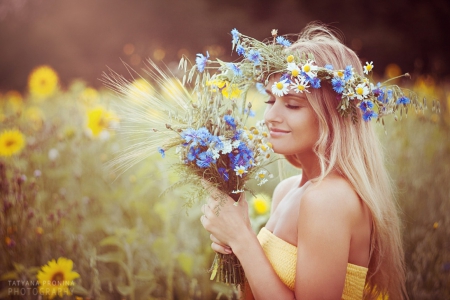 Beauty - field, summer, lady, soft