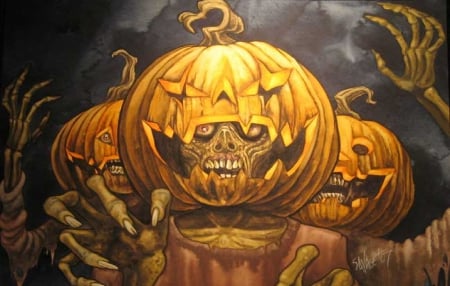 Zombies Pumpkins - halloween, fantasy, zombies, pumpkins