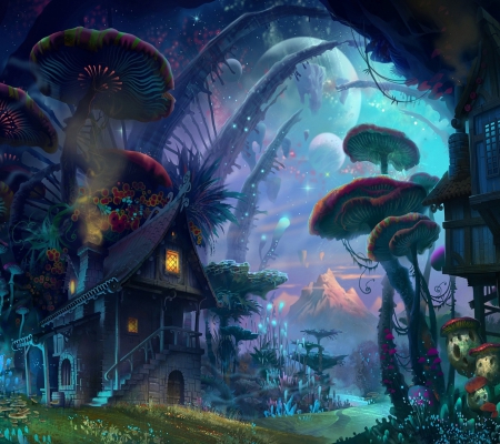 fantasy - house, fantsy, world, tree