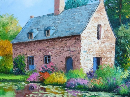 Old house - summer, flowers, country, rural, art, france, old, house, nature, painting