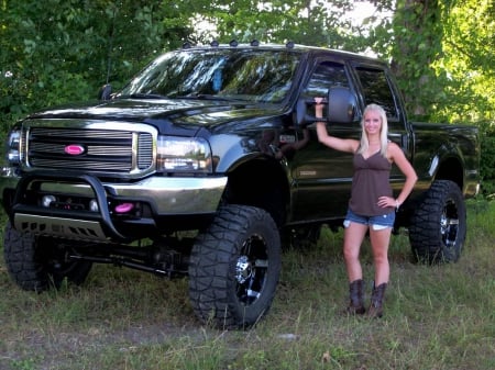 Cowgirl Gone Diesel - ford, truck, cowgirl, boots