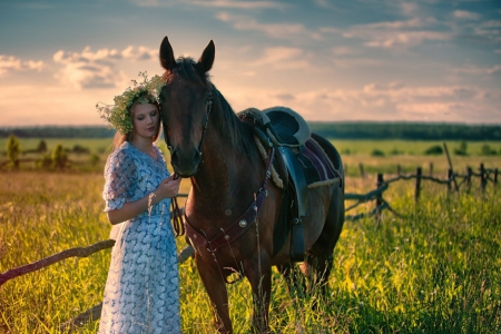 Beauty - field, horse, beauty, model