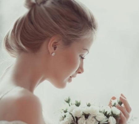 Beauty - lady, model, soft, flowers