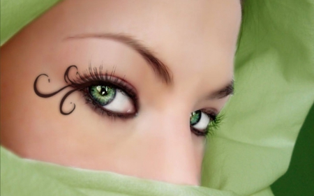 green eyes - woman, face, green, eyes