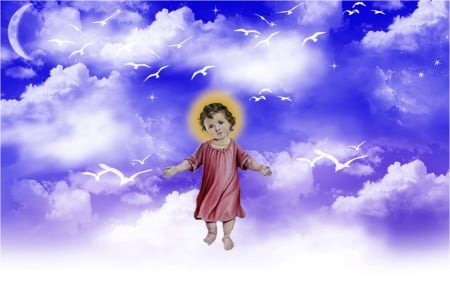 Divine baby JESUS - heaven, jesus, chrit, cloud, god, sky