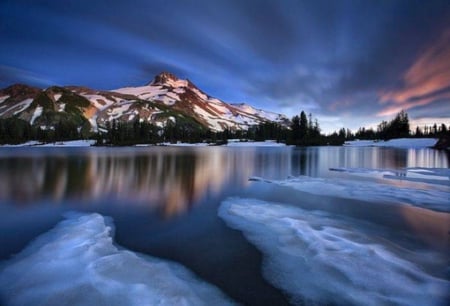 Beautiful Landscape - trees, winter, nature, snow, lake, mountains