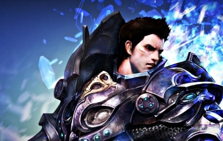 Knight - fantasy, tera, game, armor, blue, man, knight, art