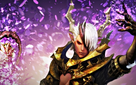 Wizard - game, tera, wizard, magical, pink, man, horns, armor, fantasy