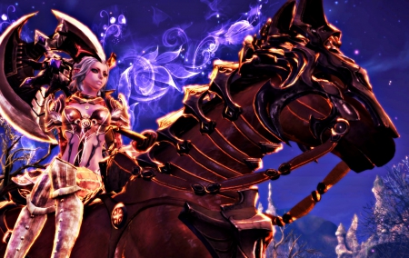 Princess - game, tera, blue, girl, pink, horse, fantasy, purple, woman, princess