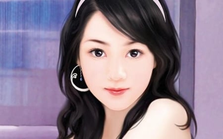 chinese girl - girl, earing, art, charming