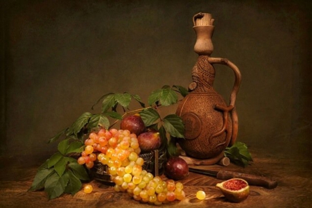 Still Life - figs, grapes, still life, beautiful