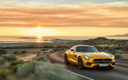 2016 Mercedes Benz AMG GT at Sunset - mercedes, cars, amg, sunset