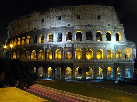 Colosseum Night - Italy, history, photography, cool, monuments, architecture