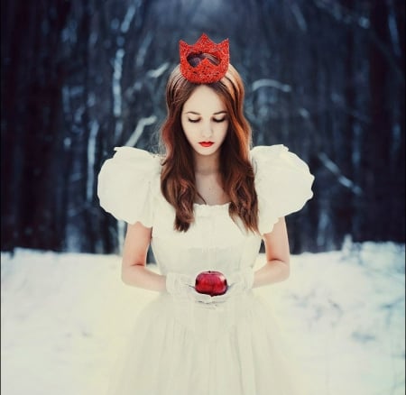 Beauty - apple, winter, lady, model