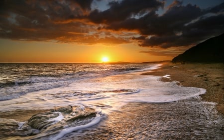 Sunset on the Isle of Wight, English Channel - beach, isle, wight, sunset