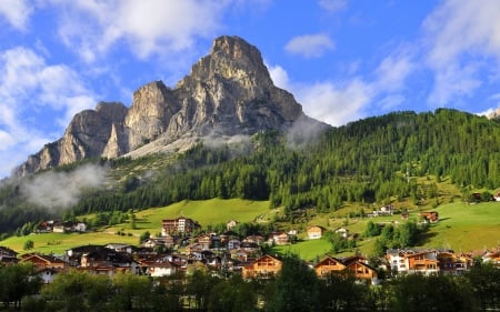 Small Village in the Valley - village, nature, mountains, valley, architecture