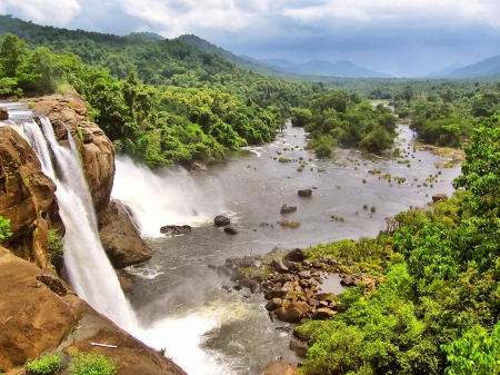 Athirapally Waterfalls - nature, waterfalls, athirapally waterfalls, rocks