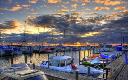 Sunset Over Marina - marina, sunsets, nature, sunset over marina