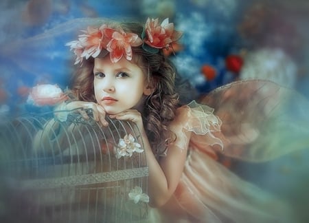 Sweet angel - sweet, flowers, cute, girl