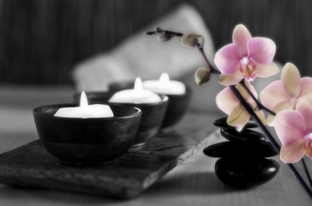 Time for relax - relax, candles, orchid, spa