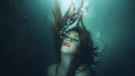 Girl Underwater - girl, fantasy, girl underwater, underwater