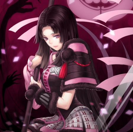 Samurai Maiden - pretty, anime, female, warrior, maiden, gloomy, emotional, armor, gloom, sad, katana, hd, sorrow, nice, beuaty, anime girl, beautiful, girl, sword, lovely, sweet, samurai, cg, oink, lady