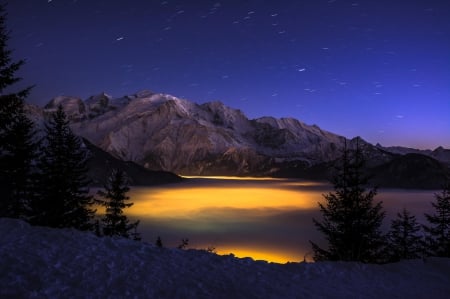 Fantastic Landscape - mountains, night, stars, light