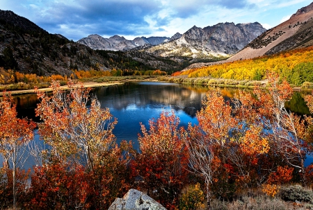 North Lake, Eastern Sierra - fall, mountains, water, trees, colors, autumn