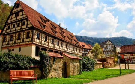 Village in Blaubeuren, Germany - germany, village in blaubeuren, houses, villages, architecture