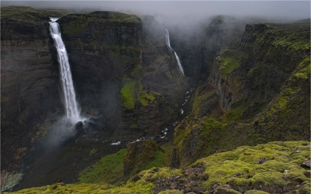 Waterfall - nature, mountains, amazing, waterfall