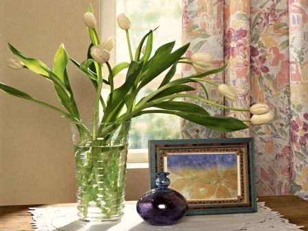 Still Life - flowers, still life, window, frame