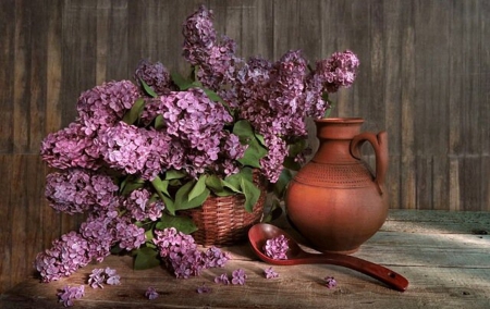 Purple - flowers, still life, purple, jar