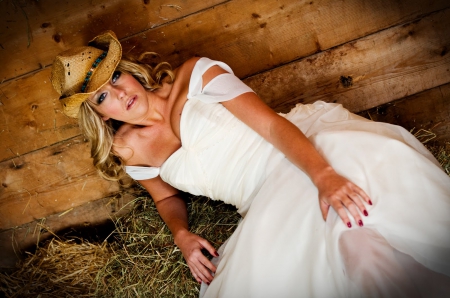 Rebecca - women, girls, fun, models, hat, hay, female, cowgirl, cowgirls, hats, western, style, fashion, boots, country, blondes, barn