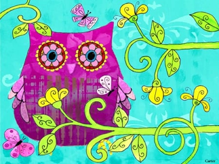 ..Sitting in the Flowers.. - pretty, birds, creative pre-made, paintings, colors, lovely, flowers, owl, butterfly designs, cute, love four seasons, draw and paint, animals