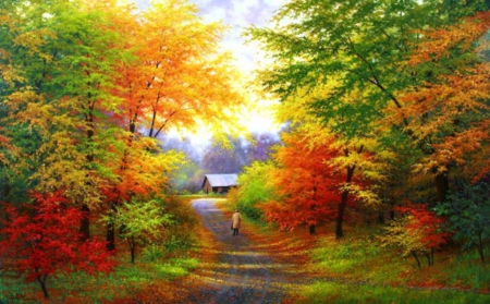 Autumn Painting - lovely, painting, trees, autumn