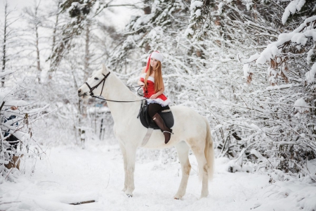 Beauty - horse, lady, winter, beauty, model, photography, snow