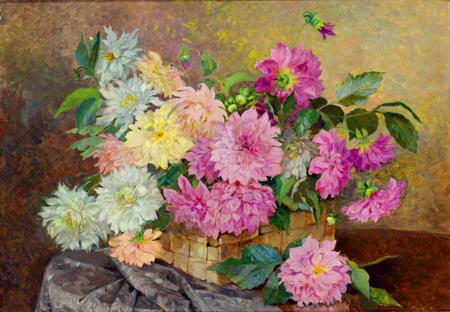 Still life - flowers, still life, painting, pink