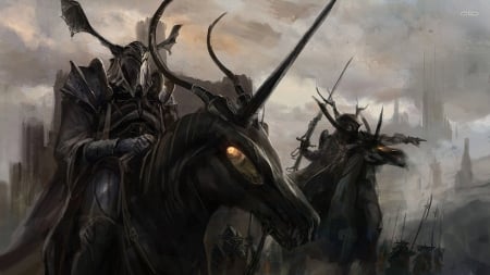 demon army - horned steed, demon, armour, army